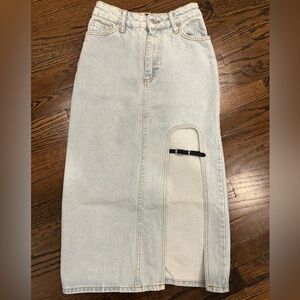 Piral Denim Midi Skirt with Side Panel Detail XS